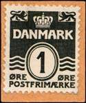 Timbre-monnaie De gaar sjældent forgæves i Calbergs Boghandel - Frederikssundsv. 146 - 1 øre sur carton jaune - texte en bleu - Danemark - revers
