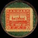 Timbre-monnaie Capstan - 10 &oslash;re rouge sur fond vert - revers