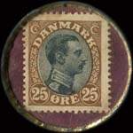 Timbre-monnaie Capstan - 25 &oslash;re marron sur fond rose - revers