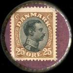 Timbre-monnaie Cora - 25 &oslash;re marron sur fond rose - revers