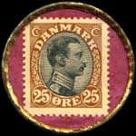 Timbre-monnaie Cremo Tobak - 25 &oslash;re marron sur fond rose - revers