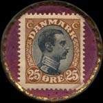 Timbre-monnaie Cigarettes - The Flag - 25 &oslash;re marron sur fond rose - revers