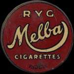 Timbre-monnaie Ryg Melba Cigarettes - 10 øre rouge sur fond bleu - avers
