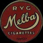 Timbre-monnaie Ryg Melba Cigarettes - 25 øre marron sur fond rose - avers