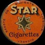 Timbre-monnaie Star Cigarettes - 10 øre rouge sur fond bleu - avers