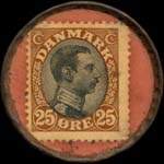 Timbre-monnaie Star Cigarettes - 25 &oslash;re marron sur fond rose - revers