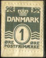 Timbre-monnaie Dan-Petersen's Rideskole - 1 &oslash;re  sur carton blanc - Danemark - revers