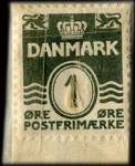 Timbre-monnaie Dan-Petersen's Rideskole - 1 &oslash;re  sur carton blanc - Danemark - revers