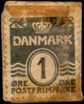 Timbre-monnaie Dansk Elektromotor Lager - 1 &oslash;re sur fond rouge - Danemark - revers