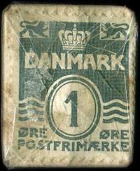 Timbre-monnaie Dansk Elektromotor Lager - 1 &oslash;re sur fond rouge - Danemark - revers