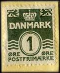Timbre-monnaie Den ny Kiosk - Maajevej 18. - 1 &oslash;re sur carton jaune - Danemark - revers