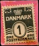 Timbre-monnaie Einar's Bod. - 1 &oslash;re sur carton rose - Danemark - revers