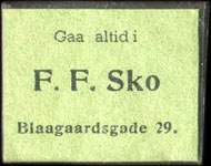 Timbre-monnaie Gaa altid i F. F. Sko - Blaagaardsgade 29. - 1 øre sur carton vert - Danemark