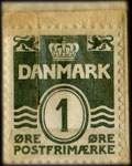 Timbre-monnaie Fiedler - 1 &oslash;re sur carton blanc - fond orange - Danemark - revers