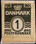 Timbre-monnaie Fiedler - 1 &oslash;re sur carton blanc - fond rouge - Danemark - revers
