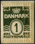 Timbre-monnaie Fiedler - 1 &oslash;re sur carton blanc - fond vert - Danemark - revers