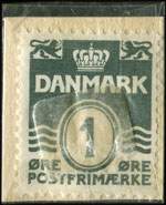 Timbre-monnaie Fiedler - 1 &oslash;re sur carton beige texte en rouge - Danemark - revers