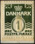 Timbre-monnaie Den danske Filatelist - 1 &oslash;re sur carton blanc - fond rouge - Danemark - revers