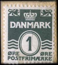 Timbre-monnaie Det er Fjeldsted - Der holder priserne nede - 1 &oslash;re sur carton orange - Danemark - revers