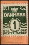 Timbre-monnaie Frederiksborg Amts Avis - 1 &oslash;re sur carton saumon - Danemark - revers