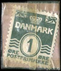 Timbre-monnaie Gade Grav&oslash;r - Stempelfabrik - Gartnerg.&nbsp;8.  - 1 �re sur carton gris-rose - Danemark - revers