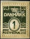 Timbre-monnaie Original Globe SKO - 1 &oslash;re sur carton blanc - fond bleu - Danemark - revers