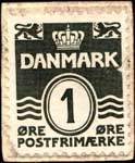 Timbre-monnaie Original Globe SKO - 1 &oslash;re sur carton blanc - fond marron - Danemark - revers