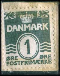 Timbre-monnaie Den Gule Butik - Skindergade 22 - Alt i frim&aelig;rker - 1 &oslash;re sur fond vert - Danemark - revers