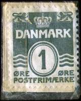 Timbre-monnaie Gullanders Tryk Skjern Tlf. 76 - 1 &oslash;re sur fond rouge - Danemark - revers