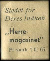 Timbre-monnaie Herre-magasinet - 1 &oslash;re sur carton jaune - Danemark - avers