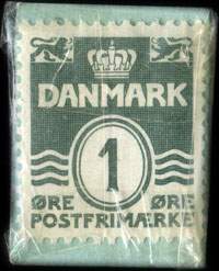 Timbre-monnaie Guldsmed J. Holm - Chr. IX Gade - forhen Sv&aelig;rtegade - TLF. 6731, 14240 - 1 &oslash;re sur fond bleu-vert - Texte noir - Type 2 - Danemark - revers