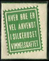 Timbre-monnaie Hver �re er vel anvendt i silkehuset vimmelskaftet - 1 &oslash;re sur fond vert (exemplaire 2) - Danemark - avers