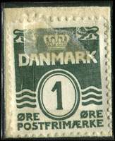 Timbre-monnaie Hver �re er vel anvendt i silkehuset vimmelskaftet - 1 &oslash;re sur fond vert (exemplaire 2) - Danemark - revers