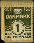 Timbre-monnaie Man kober bedst og billigst hvor den lille Irma Pige bar - 1 &oslash;re sur fond bleu - Danemark - revers