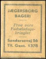 Timbre-monnaie Jægersborg Bageri - Prøv vor Fødelsdags-kringler - Sondersovej 56 - Tlf. Gent. 1378 - Danemark