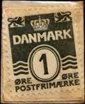 Timbre-monnaie Javanet som Kaffe - 1 &oslash;re sur carton blanc - fond marron - Danemark - revers