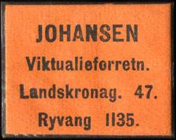 Timbre-monnaie Johansen - Viktualieforretn. - Landskronag 47 - Ryvang 1135 - Danemark