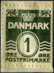 Timbre-monnaie M. Johansens - Bondestuer - 1 &oslash;re sur fond vert - Danemark - revers