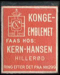 Timbre-monnaie Kern-Hansen type 3 - 1 &oslash;re sur fond rouge - Danemark - avers