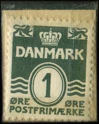 Timbre-monnaie Kern-Hansen type 3 - 1 &oslash;re sur fond rouge - Danemark - revers