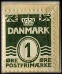Timbre-monnaie Kern-Hansen type 3 - 1 &oslash;re sur fond rouge - Danemark - revers