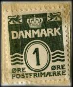 Timbre-monnaie Kern-Hansen type 4 - 1 &oslash;re sur fond vert - Danemark - revers