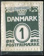Timbre-monnaie Kern-Hansen type 4 - 1 &oslash;re sur fond vert - Danemark - revers