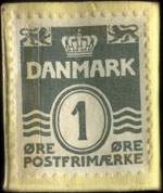 Timbre-monnaie KFUM A/S  - Sperjdernes Depot - Vandkunsten - C. 7616-17 - 1 &oslash;re sur carton jaune - Danemark - revers