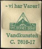 Timbre-monnaie -vi har Varer - KFUM A/S  - Sperjdernes Depot - Vandkunsten - C. 7616-17 - carton beige - Danemark