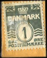 Timbre-monnaie K&oslash;b Katalog over Frim�rkepenge - 1 &oslash;re sur carton jaune-orang� - Danemark - revers