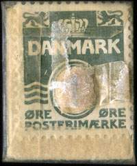 Timbre-monnaie Kød - Flæsk - Moesgaard - Strandboulevard 151 - Øbro. 7683 - 1 øre sur fond bleu - Danemark - revers