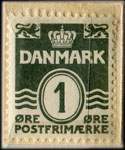 Timbre-monnaie Kvalitet for hver &oslash;re i silkehuset Vimmelskaftet - 1 &oslash;re sur fond rouge et blanc - Danemark - revers