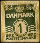 Timbre-monnaie H.P.Larsen - Damhust. 1 - 1 &oslash;re sur carton jaune - Danemark - revers