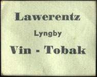 Timbre-monnaie Lawerentz - Lyngby - Vin - Tobak - 1 øre sur carton vert - Danemark - avers